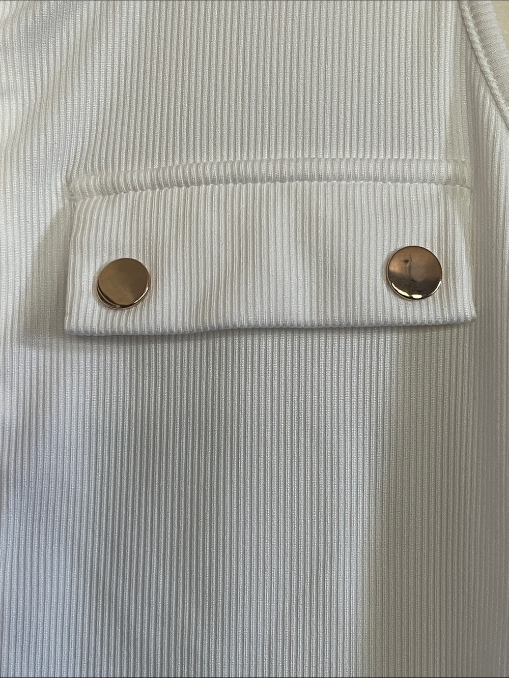 SHEIN White Ribbed Tank with Gold-Tone Buttons - Picture 5 of 8